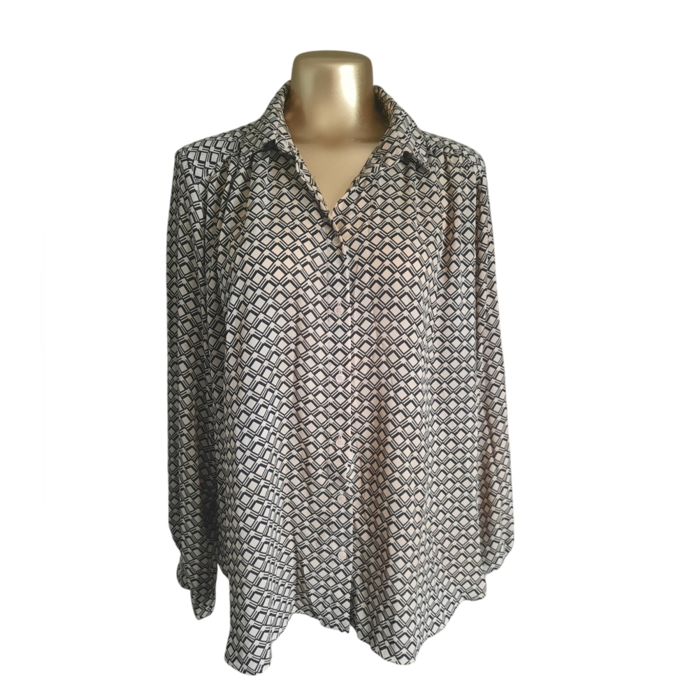 H&M L geometric long sleeves blouse‎